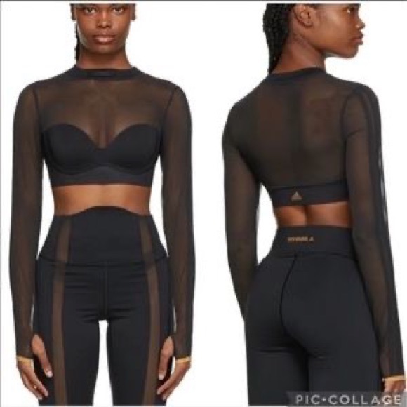 Adidas Beyoncé  IVY PARK IVP LS Mesh Crop Top Sz X Small New Limited Edison - Picture 6 of 14